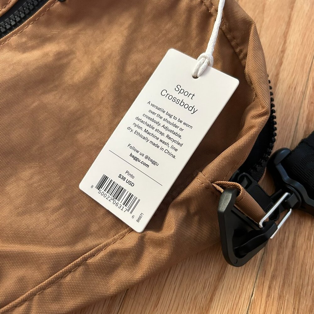 BAGGU Crossbody Bag in Tan with Black Strap - Picture 2 of 3